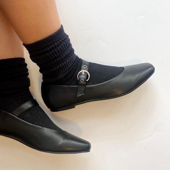 NWT Black PU Mary Jane Flats - Picture 3 of 5